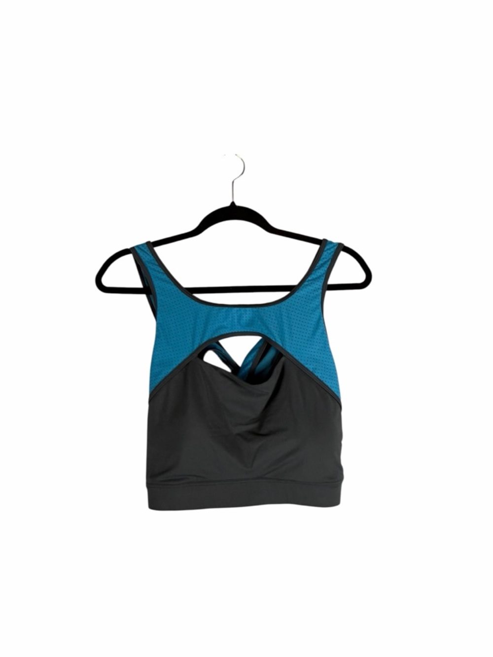 Fabletics Gray Teal Cutout Cross Back Sports Bra Size XXL